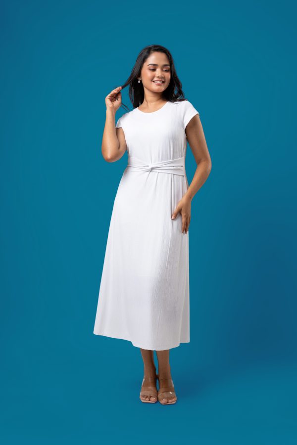 Waist Twist detail Cap Sleeved Midi Dress - Image 6
