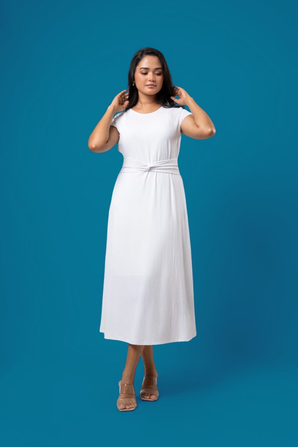 Waist Twist detail Cap Sleeved Midi Dress - Image 5