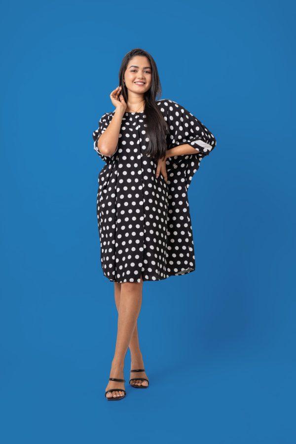 Baggy Lace Detail Sleeved Button-Down Short Dress - Image 4