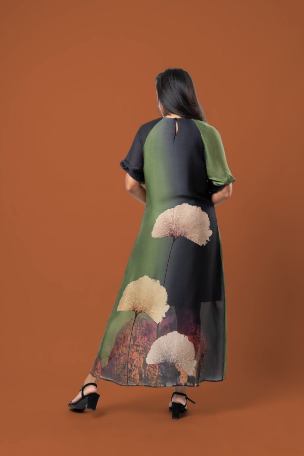 Floral Patterned Raglan Sleeve Maxi Dress - Image 5