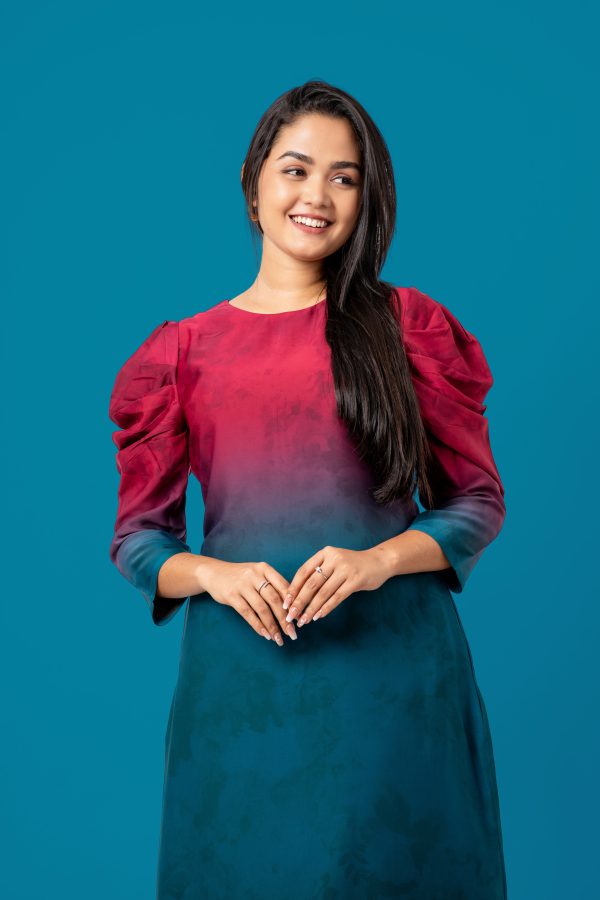 Puff Sleeve Ombré Maxi Dress - Image 5