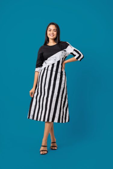 Geometric Patterned Batik Midi Dress