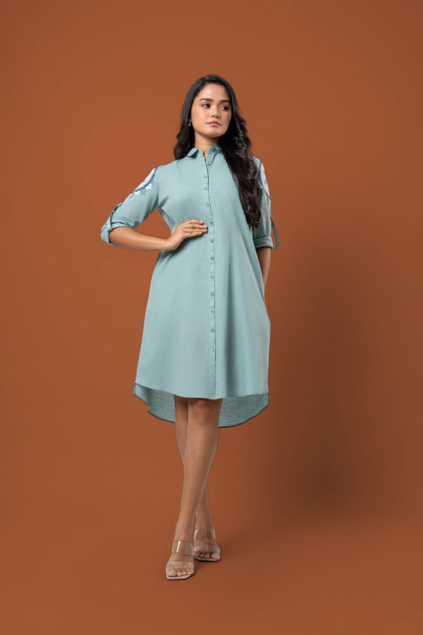 Loose Fitted Print Detail Short Shirt Dress - Image 2