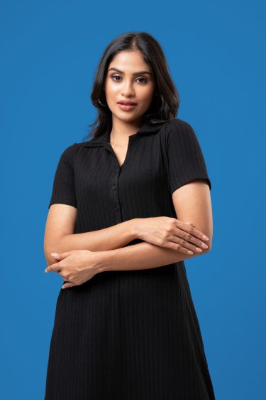Rib Short Polo Dress