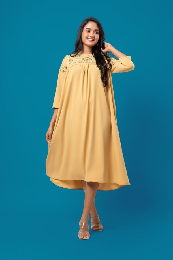 Embroidery detailed Midi Tent Dress - Image 3
