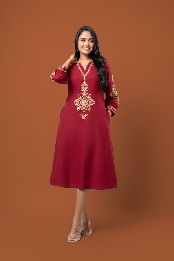 Embellishment Detail Embroidered Midi Dress - Image 4