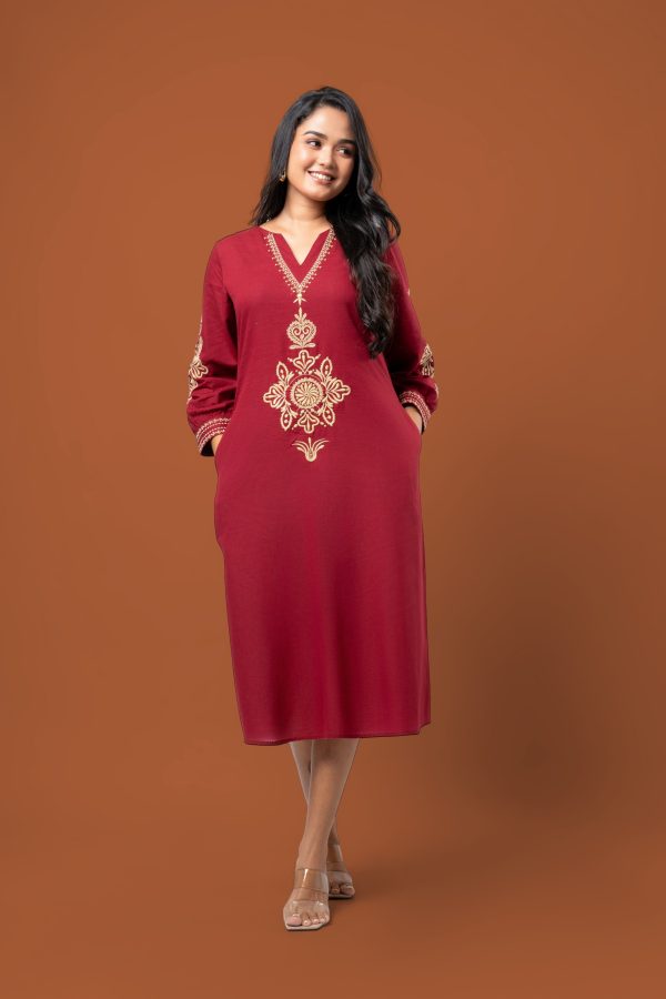 Embellishment Detail Embroidered Midi Dress - Image 3