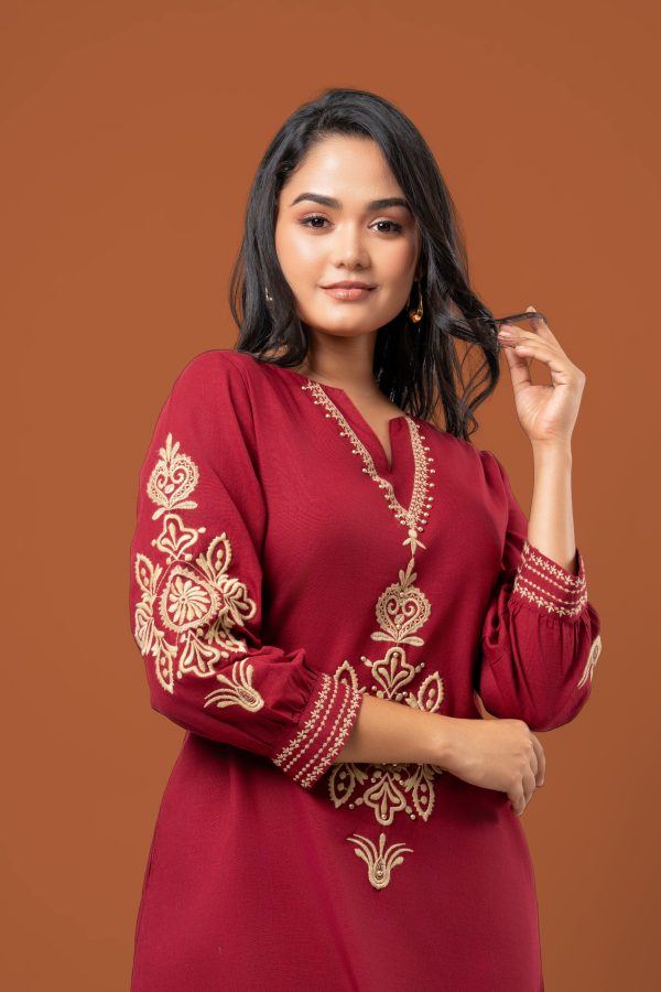Embellishment Detail Embroidered Midi Dress - Image 2