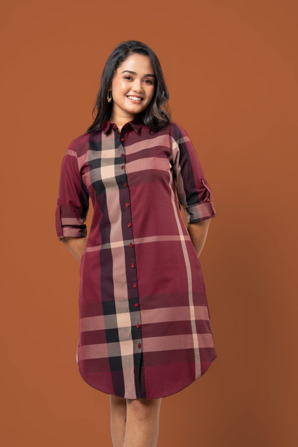 Plaid Patterned Short Shirt Dress - Image 2