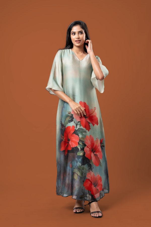 Hibiscus Patterned Maxi Dress - Image 2