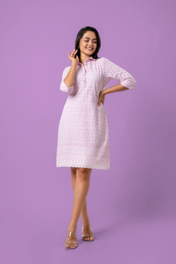 Scallop Hem Short Shirt Dress - Image 5