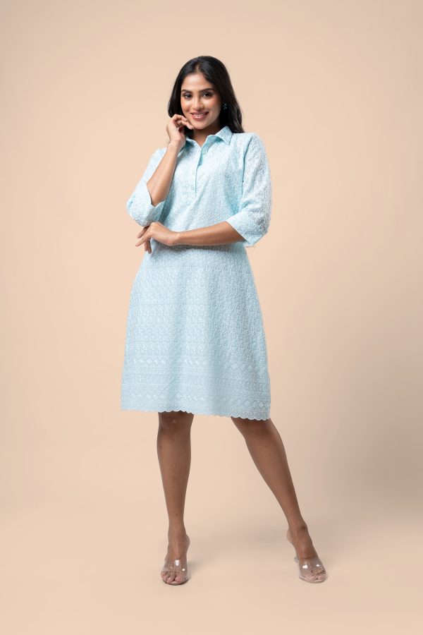 Scallop Hem Short Shirt Dress - Image 4