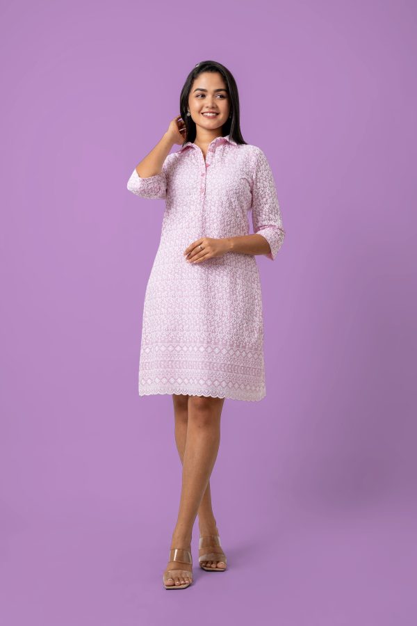 Scallop Hem Short Shirt Dress - Image 4