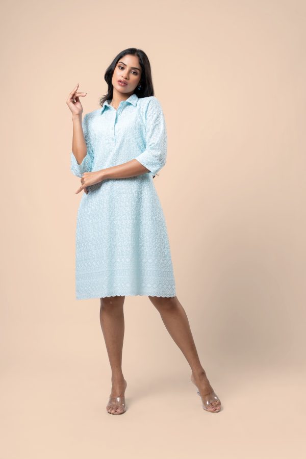 Scallop Hem Short Shirt Dress - Image 5