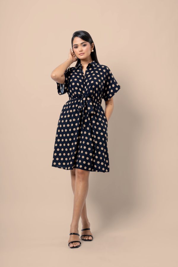 Tie-Up Detail Maggie Sleeve Short Dress - Image 4