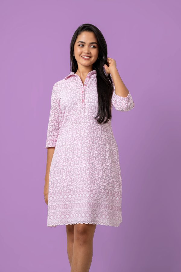 Scallop Hem Short Shirt Dress - Image 3