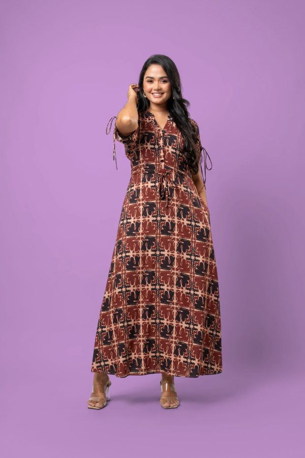 Front and Sleeves Tie-Up Detail Maxi Dress - Image 5