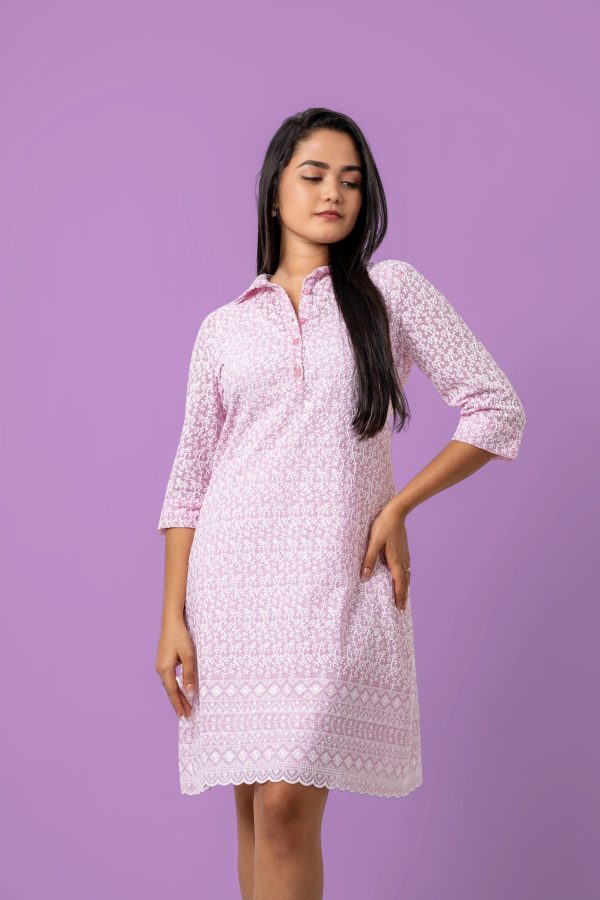 Scallop Hem Short Shirt Dress - Image 2