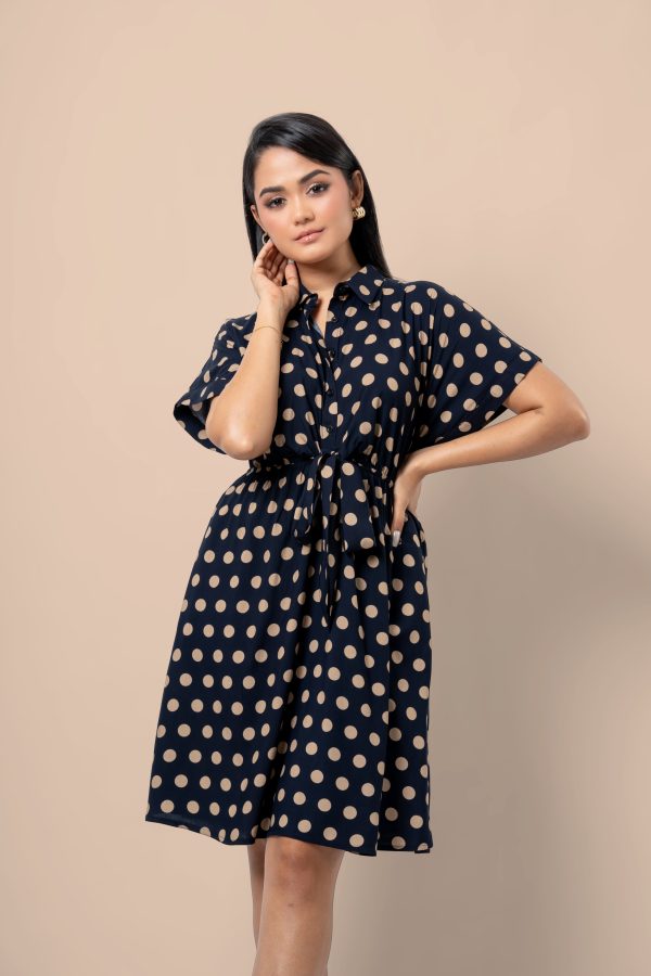 Tie-Up Detail Maggie Sleeve Short Dress - Image 2
