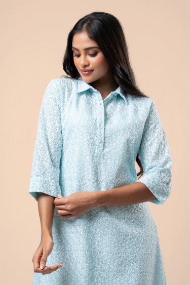 Scallop Hem Short Shirt Dress