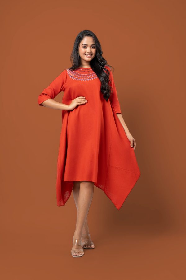 Embroidered 3D Short Tent Dress - Image 4