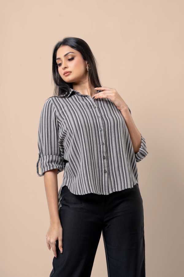 Stripe Patterned Shirt Blouse - Image 4