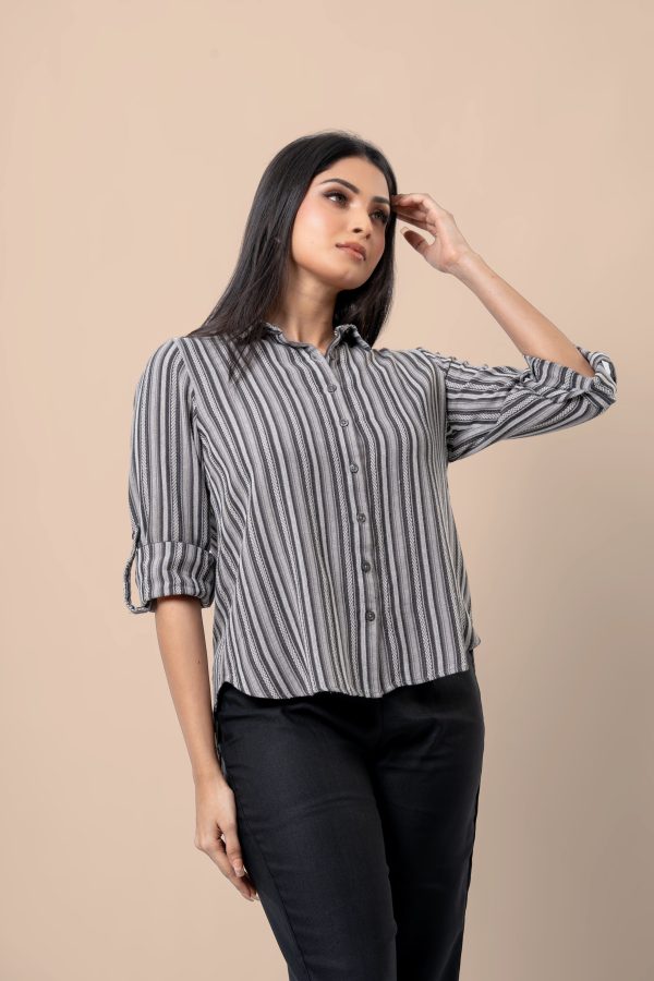 Stripe Patterned Shirt Blouse - Image 3