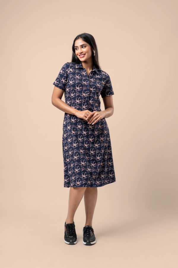 Floral Patterned Short Polo T-Shirt Dress - Image 4