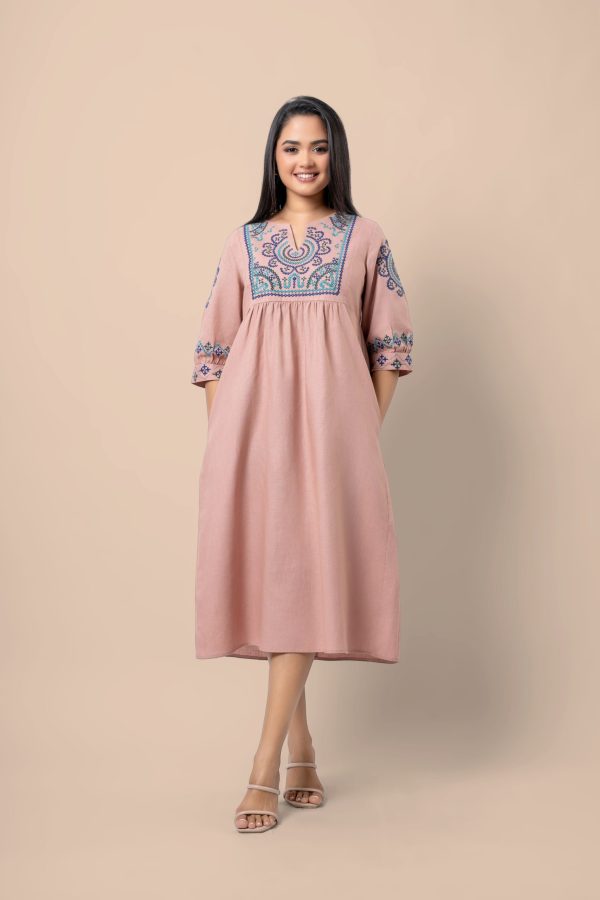 Geometric Embroidered Midi Dress - Image 3