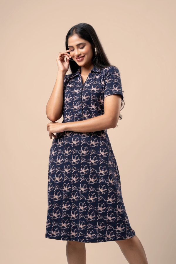 Floral Patterned Short Polo T-Shirt Dress - Image 2