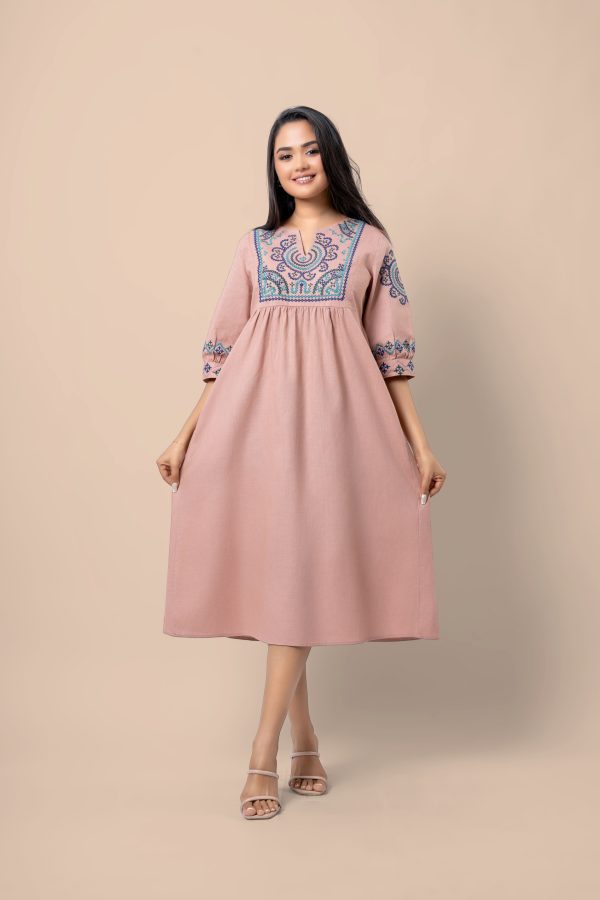Geometric Embroidered Midi Dress - Image 5