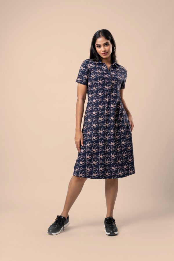 Floral Patterned Short Polo T-Shirt Dress - Image 5