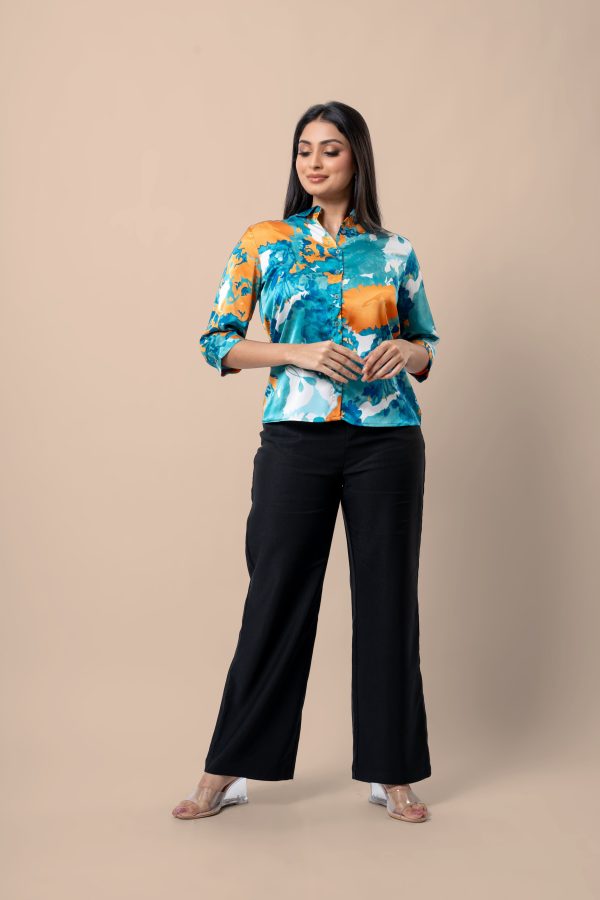 Abstract Patterned Button-Down Blouse - Image 3