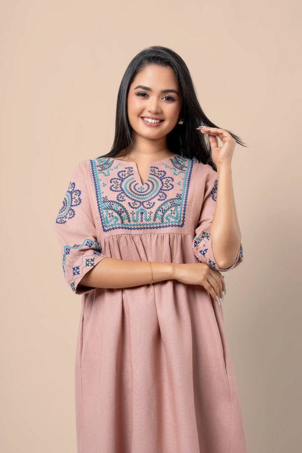 Geometric Embroidered Midi Dress