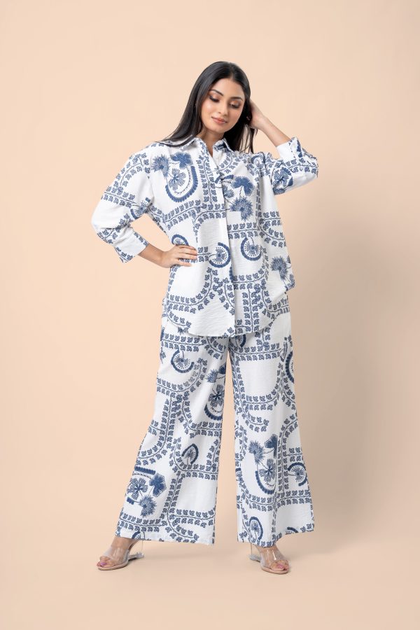 Abstract Botanical Patterned Loose Fitted Shirt and Pants Set - Image 5