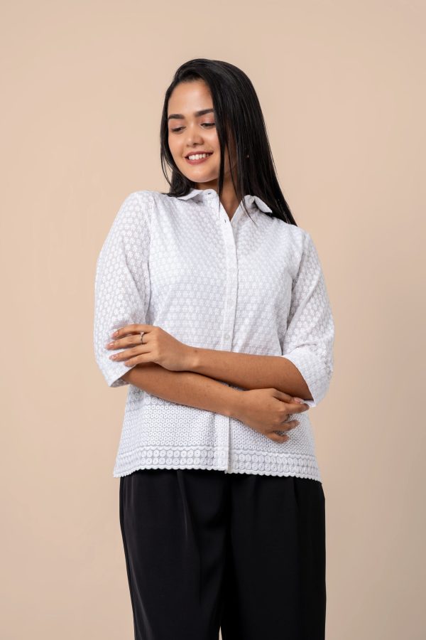 Scallop Hem Shirt Blouse - Image 3