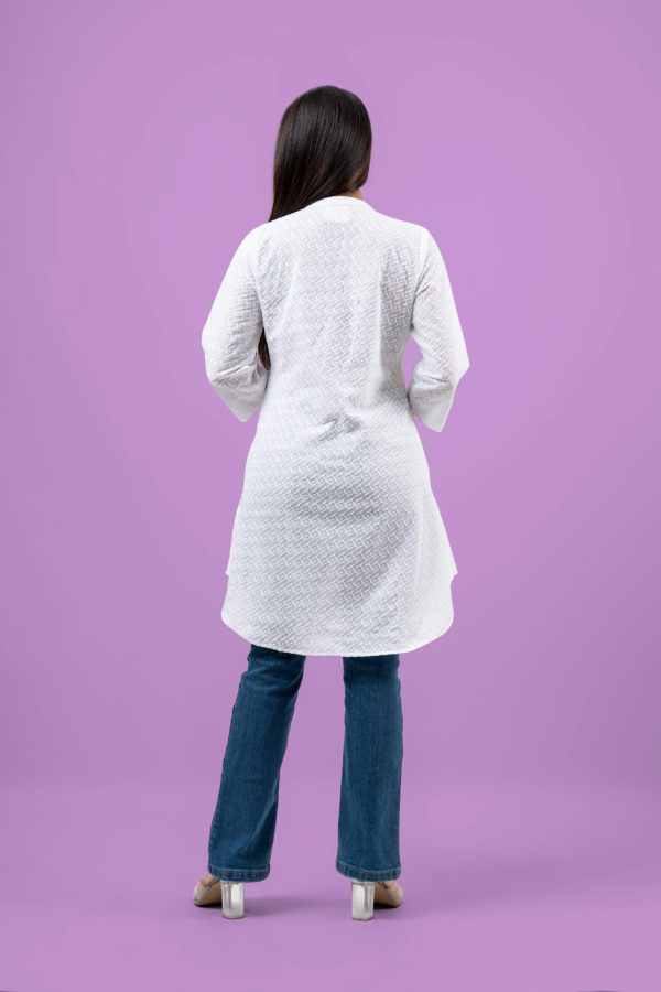 Chinese Collar Curved Hem Kurta Top - Image 5
