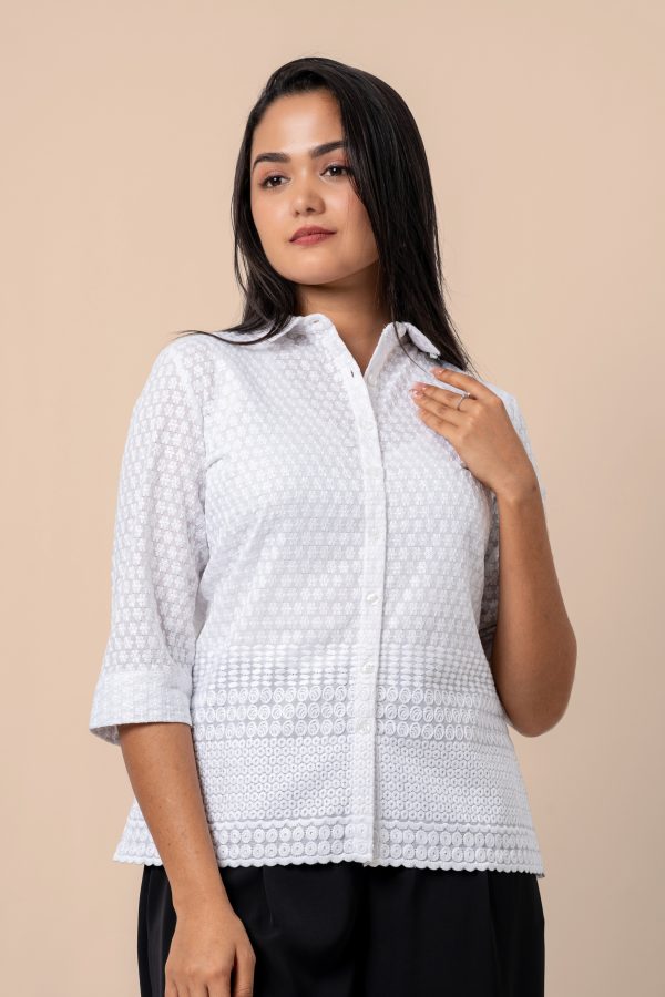 Scallop Hem Shirt Blouse - Image 2