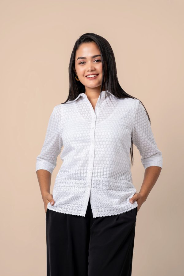 Scallop Hem Shirt Blouse