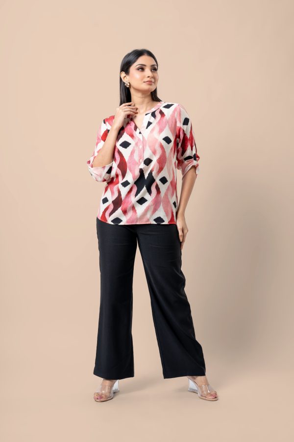 Ikat Patterned Tab Detailed Top - Image 5