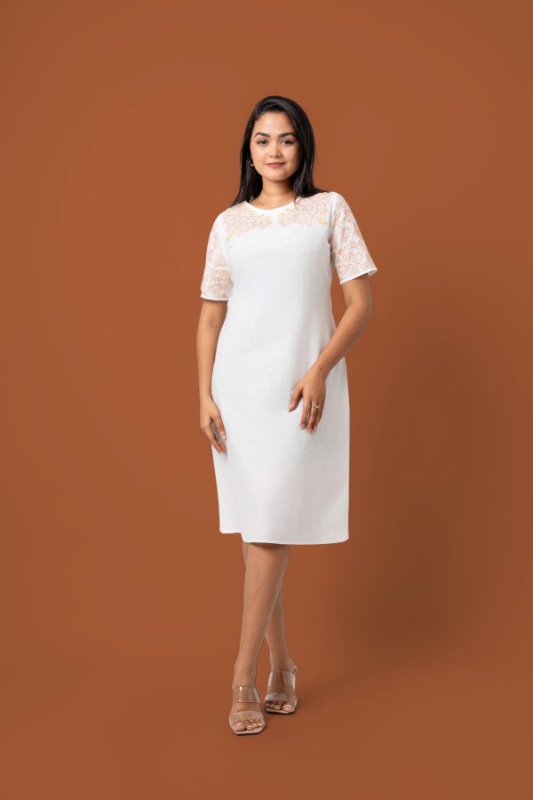 Floral Embroidered Short Dress - Image 3