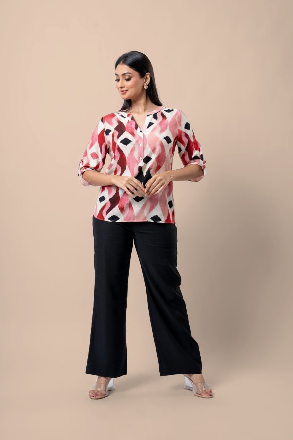 Ikat Patterned Tab Detailed Top - Image 4