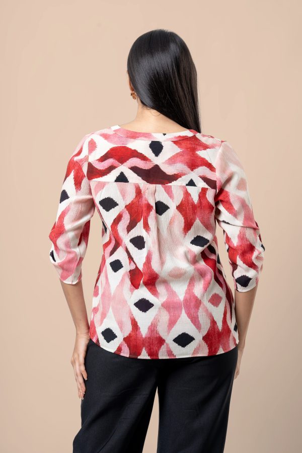 Ikat Patterned Tab Detailed Top - Image 7
