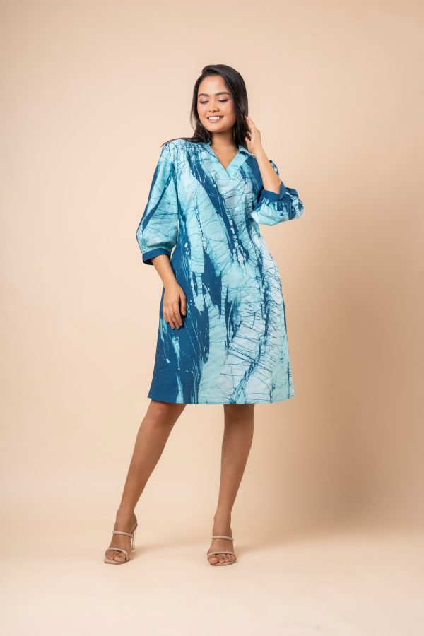 Stroke Patterned Batik Short Dress - Image 6