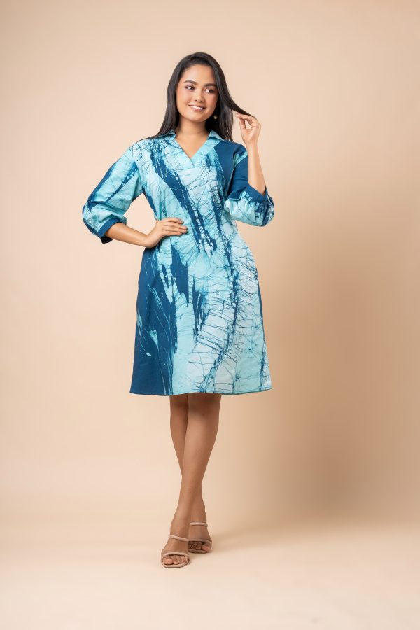 Stroke Patterned Batik Short Dress - Image 3