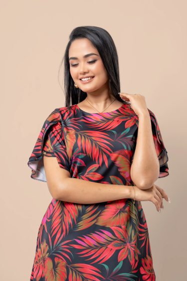 Tropical Patterned Short Dress
