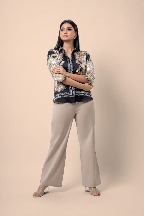 Floral Motif Patterned Short Blouse - Image 3