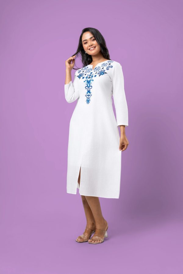 Front Slit Detail Embroidered Midi Dress - Image 5