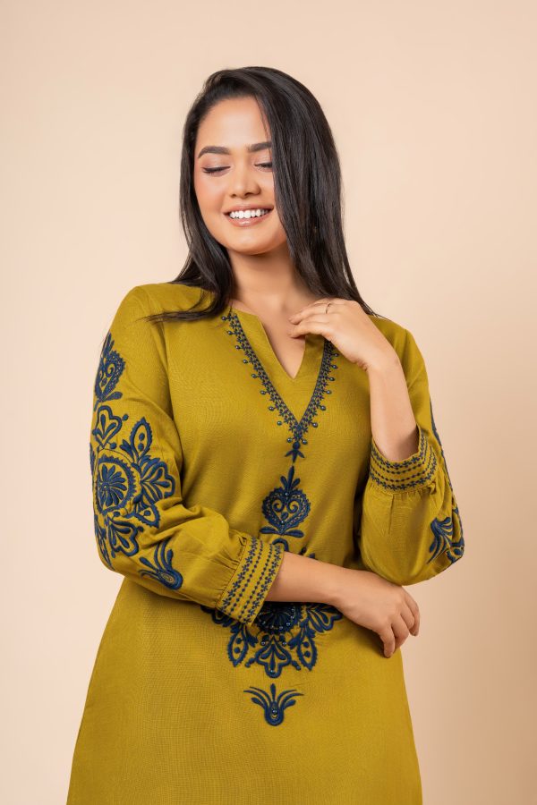 Embellishment Detail Embroidered Midi Dress