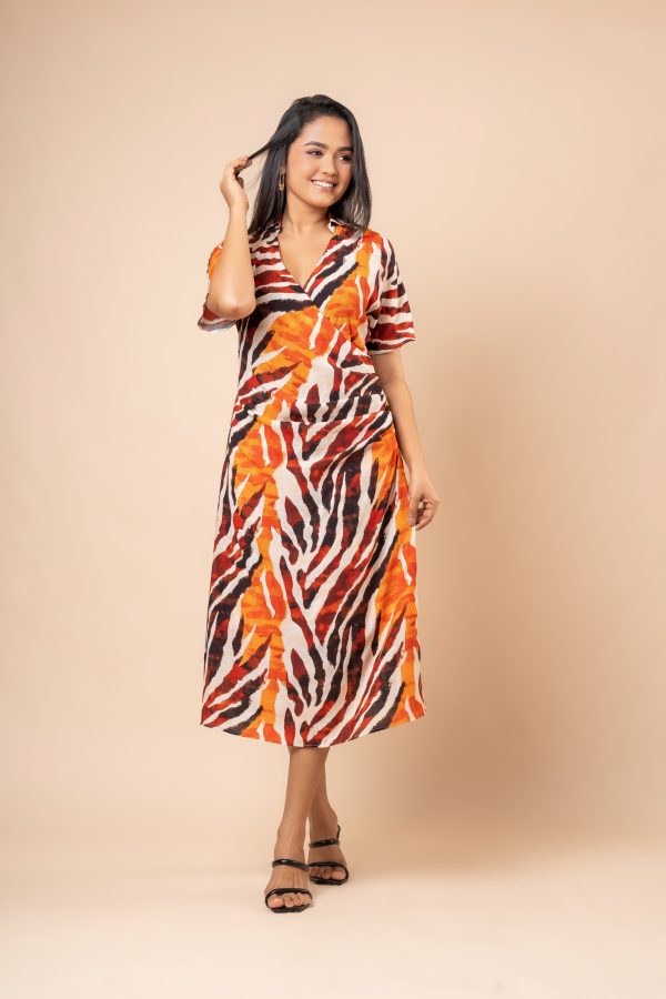 Side Pleated Overlapped Midi Dress - Image 4